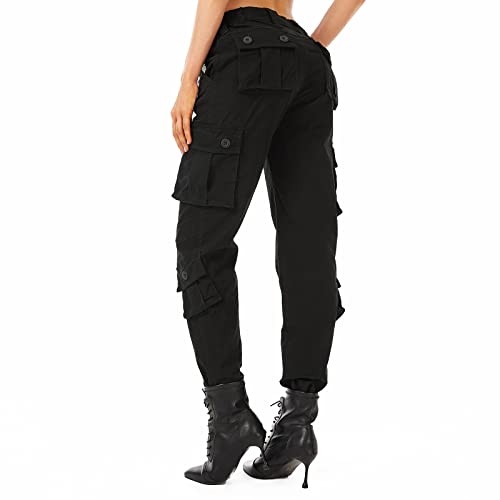 Raroauf Women's Causal Cotton Cargo Pants Military Combat Workwear Capri Pants with 8 Pockets4
