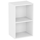 Material del producto: madera Vida Designs Estantería Oxford de 2 Niveles, estantería de Madera Blanca, Mueble de Oficina, Sala de Estar