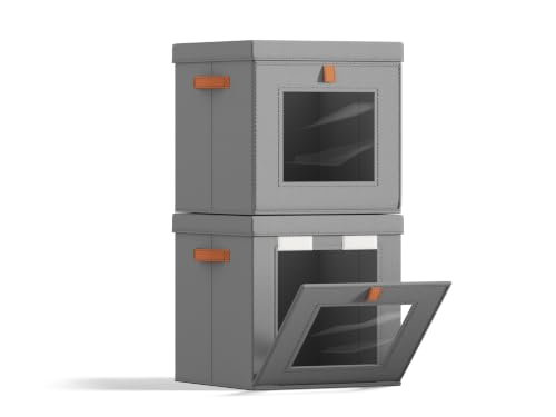 Image of Homsorout Cube Storage Bins with Lids - Front Opening, Clear Window, 2 Pack
