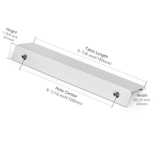 Image of Rergy 4 Pack 5 inch Cabinet Pulls Brushed Nickel Finger Pulls for Cabinets | Aluminum Alloy Silvery Edge Pulls Modern Cabinet Handles for Kitchen, Cupboard, Drawers, Dressers, Screws Included