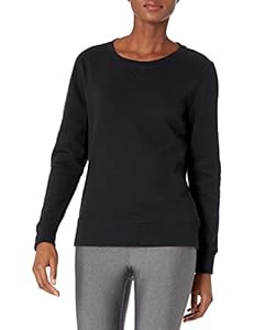 Amazon Essentials Damen Fleece-Sweatshirt zum Überziehen mit Rundhalsausschnitt (In Übergröße erhältlich), Schwarz Heide, L