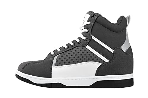 CALTO Men's Invisible Height Increasing Elevator Trainer Shoes - Grey/White Lace-up Fashion High-Top Sneakers - 3.2 Inches Taller - S3721 - Size 8 D(M) US3