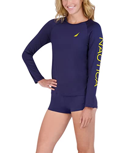 Image of Nautica Women's Long Sleeve Rashguard - Quick-Dry, UPF Protection, Swim Shirt, Pool, Beach, Hiking, Yoga, Volleyball