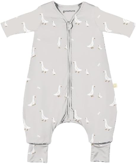 GUNAMUNA Long Sleeve Footie Sleep Sack 2.5 TOG, Quick Diaper Change Zipper, Convertible Foot Cuffs, No-Slip Grips