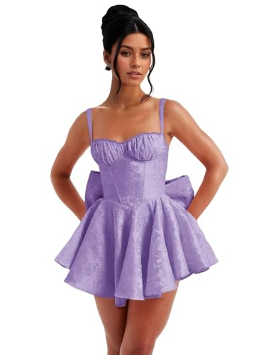 Image of Short Satin Homecoming Dresses with Bows Applique Corset Prom Dress Mini HOCO Party Cocktail Gowns for Teens