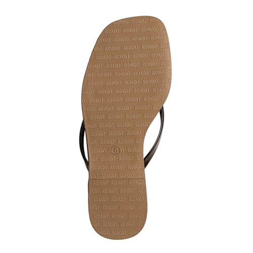 Image of Rihero Flip Flops for Women Comfortable Square Toe Beach Sandals Slip On Leather Thong Flat Sandals Dressy