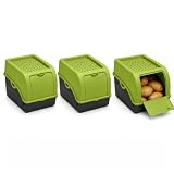ARTECSIS Caja Patatas, Verde, Juego de 3 + 6 Etiquetas - Organizador Patatas y Cebollas - Capacidad de 9 litros - para aprox 6 kg Patatas
