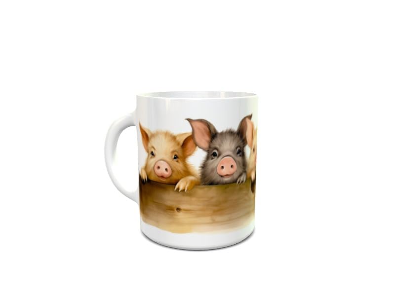 Cute Little Pigs in a Row, Gift Mug Gift Mug 10oz Dishwasher Safe, Fun Cute Pigs Mug