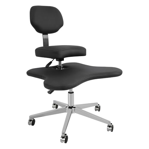 OUBUBY Silla de oficina ergonómica con reposapiés, silla de meditación, ajustable, de piel sintética, ajustable, con ruedas de bloqueo, 130 kg, color negro