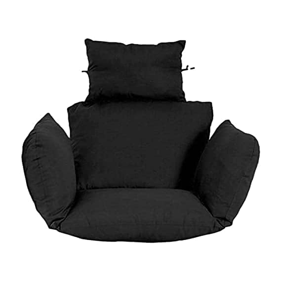 ANAND INDIA GROUPS Polyester Designer Cushion for Hanging Basket Swing Chair for Outdoor Egg Swing Chair/Garden Swing, Seat Padded Pillow Cushion (Black)-image-0
