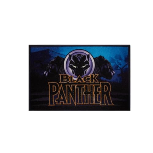 Image of Athom Living Premium Anti Slip Printed Kids Bathmat, Durable Nylon Fabric, Soft Texture, Easy to Clean, Stylish Home Decor Mat for Doorway & Kids Room, 37x57 cm, Multicolor (MarvelBlack Panther)