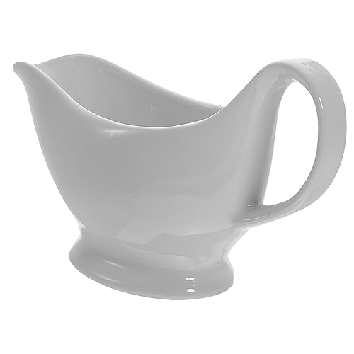 GLEAVI Porcelain Gravy Boat Sauce Container Lid for Condiments Dressings Soup 1pc