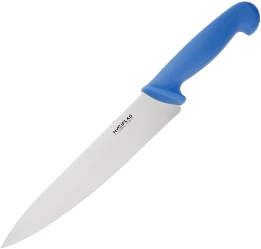 Hygiplas Chefs Knife 21.8 cm/ 8.5 inch Blade, Blue, Weight: 160 grams, Stainless Steel, Colour Coded Handle - Blue for Raw Fish, Ultra Sharp Kitchen Knife, Professional & Home, C851