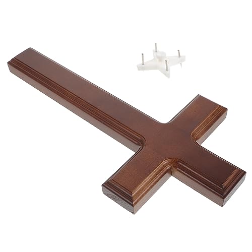 Crucifijo de madera artesanal PRETYZOOM cruz decorativa tradicional de pared para casa