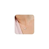 BAYLAY Silver Heart Necklace for Women, 18K Silver Plated Heart Necklace Tiny Heart Charm Pendant Necklaces for Women Silver Jewelry Gifts for Women Teen Girls