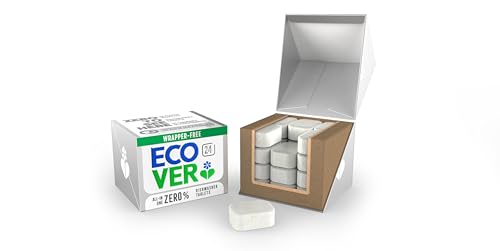 Ecover Zero Dishwasher Tablets Dishwasher Salt & Rinse Aid Cleaning Biodegradable Formula Zero Fragrance Pack of 1 24 Tablets
