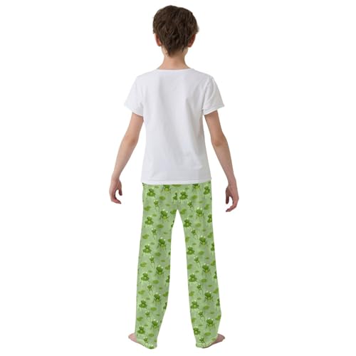 ZZXXB Frog Lotus Leaves Boys Long Pants Soft Trousers Elastic Waist Kids Lounge Bottoms with Pockets S-XL3