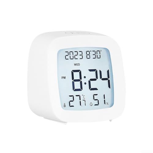 Deskbloom Digital LCD Alarm Clock with Temperature and Humidity Monitor,