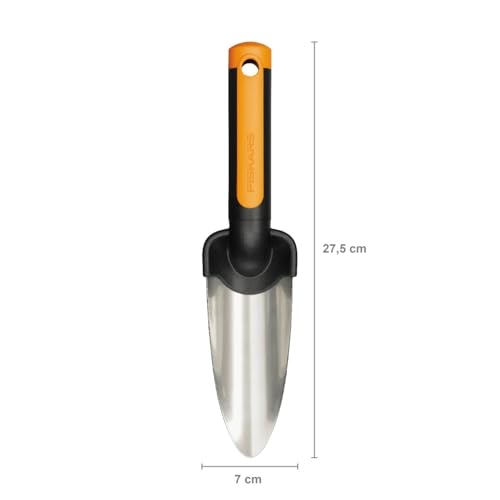 Fiskars Pflanzkelle, Länge 27 cm, Rostfreie Stahl-Kelle, Schwarz/Orange, Premium, 1000727