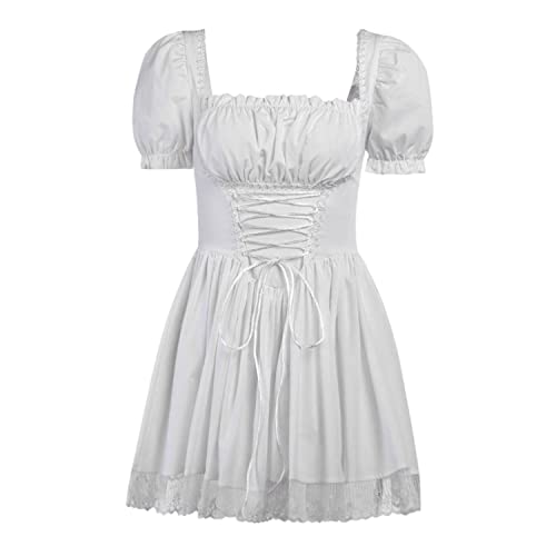 Image of Gothic Lolita Mini Dresses Ruffled Off Shoulder A-Line Vintage Punk Dress