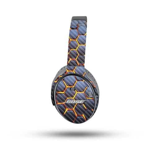 Image of MightySkins Carbon Fiber Skin Compatible with Bose QuietComfort 35 II Headphones - Lava Hex | Protective, Durable Textured Carbon Fiber Finish | Easy to Apply, Remove, and Change Styles