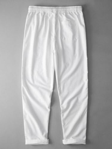 Oymyakon Men's Linen Casual Pants Elastic Waist Drawstring Trousers Loose Summer Yoga Beach Pant2