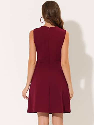 Image of Allegra K Women's Work Dress Round Neck Solid Color Sleeveless A-Line Business Casual Office Dresses