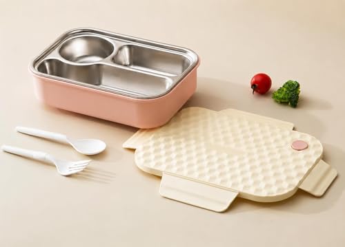 Image of Aroma Insulated Stainless Steel Lunch Box with Clip Lock Lid, Airtight, Leak-Proof, Lightweight, 650 ml, for Office, School, Picnic and Travelling