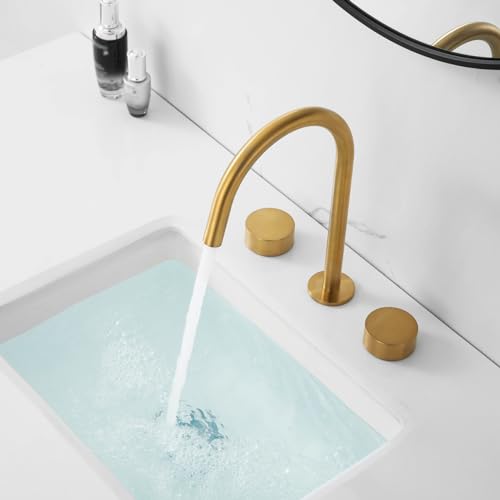 Robinet 3 trous eau chaude et froide avec bec col de cygne surélevé