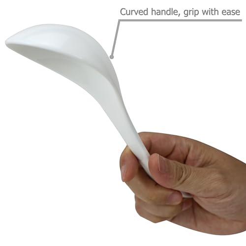 EIKS Large Ceramic Soup Ladles Spoon, 10 inch Long and Bright White, Working for Serving Cooking Stirring Scooping in Home Kitchen Restaurant Cookware