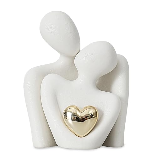 QingWing Romantische Paar Statue, Klein Weiße Figurine Deko Paar Figur Skulpturen Geschenke für Hochzeit für Regal Deko, Schlafzimmer, Bücherregal, Hochzeitsgeschenk für Brautpaar (M)