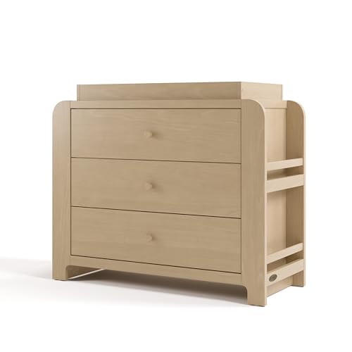 Image of Graco Read-with-Me 3 Drawer Chest with Bookshelves and Removable Changing Topper - GREENGUARD Gold Certified, Nursery & Kids' Bedroom Wood Chest with Spacious Storage (Driftwood)