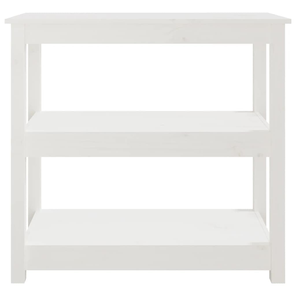 Consola clásica de madera de pino maciza con 3 estantes, versátil como mesa de pasillo o mesa auxiliar para almacenamiento y aspecto rústico