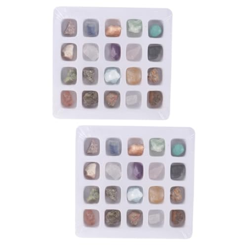 BESTonZON 2 Boîtes Spécimen Minéral De Roche Kit De Gemmes De Géologie Kit Gobelet Roche Pierre De Quartz De Cristal pour Tout-Petits Enfant Provisions Minéral Pierre Naturelle Agate