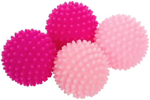 S&T INC. Reusable Plastic Dryer Balls, Fabric Softener for Laundry, Pink, 2.5 in, 4 Pack