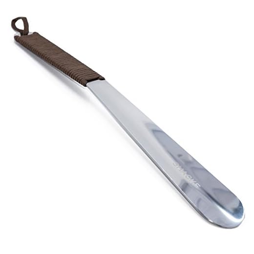 Shoe Horn for Men - 15'' Shoehorn w/Paracord Handle (Dark Brown)