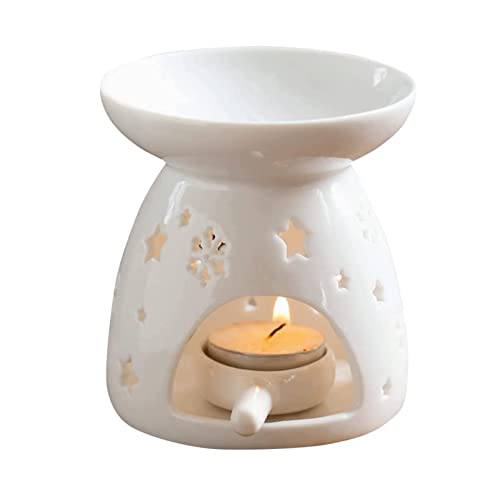 HOODG Essential Oil Burner Aroma Oil Diffusers Star Snowflake Shape Candlestick Porcelain Aromatherapy Oil Warmer Home Decoration