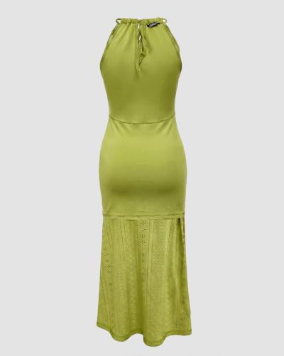 Image of CHICME Womens Summer Halter Ruched Bodycon Long Dresses