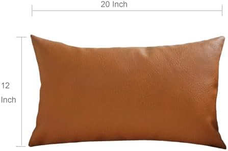 JOJUSIS Modern Leather Throw Pillow Cover for Couch Sofa Bed 12 x 20 Inch 100% Faux Leather