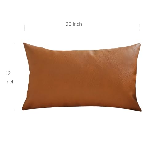 JOJUSIS Modern Leather Throw Pillow Cover for Couch Sofa Bed 12 x 20 Inch 100% Faux Leather