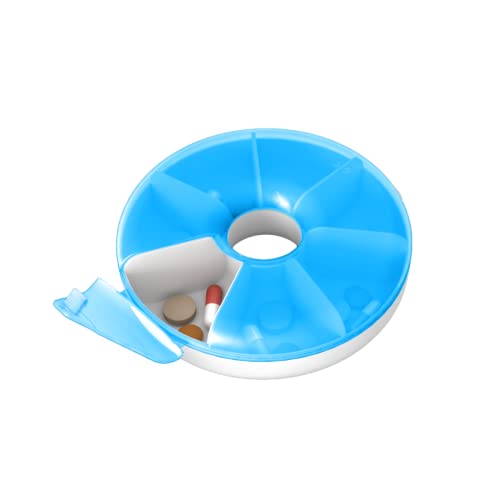 EZY DOSE Weekly (7-Day) Round Pill Case, Medicine Planner, Vitamin Organizer Box, Convenient and Easy to Use, Easy Fill All Compartments at Once, Travel Sized, Color May Vary, BPA Free