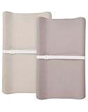 Changing Pad Cover for Baby Boy Girl 2 Pack, Muslin Changing Table Pad Covers with Boho Style, Neutral Nursery Bedding Essentials Soft and Breathable(Beige & Vintage Taupe)