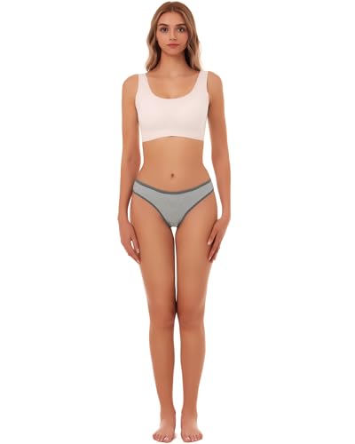 ANZERMIX Women's Breathable Cotton Thong Panties Pack of 6