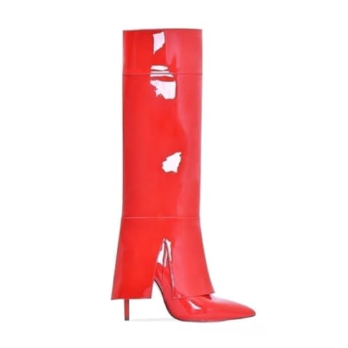 Bottes en cuir verni haut de gamme à talons aiguilles