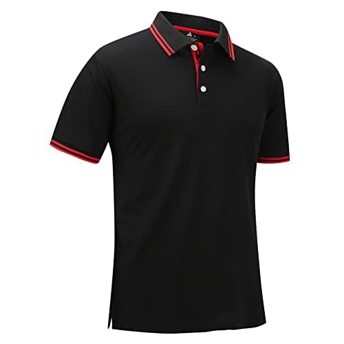 V VALANCH Mens Golf Polo Shirts Short Sleeve Moisture Wicking Golf Polo Shirts Collared Athletic Tennis Shirt Medium B-black