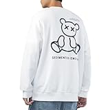 [Easykode] トレーナー メンズ 秋 長袖 プルオーバー 人気 蛍光プリント スウェット とれーなー かっこいい 服 大きいサイズ プルパーカー 男女兼用 スエット トップス 秋 冬 春 white L