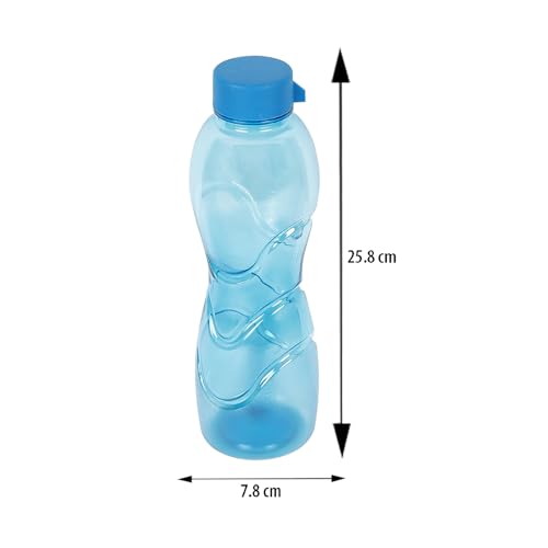 Image of PEARLPET Trinity BPA-Free Plastic Water Bottle Set |Lightweight, Leak-Proof & Freezer Safe - Pack of 6 (1000ml Each), Blue