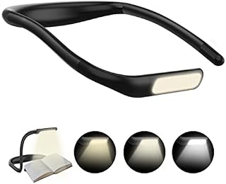 Book Reading Light Neck Light Rechargeable LED Book Lights for Reading in Bed at Night, Adjustable Brightness, Hands Free Neck Desk Lamp, Perfect for Reading, Camping, Knitting and Other Night Work