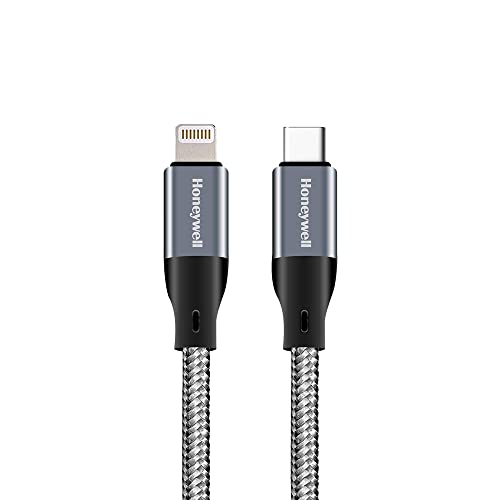 Honeywell Apple Certified(MFI)Type C To Lightning 1.2M/4FT Cable,Fast Charging PD87W & 480MBPS Transfer Speed, original Lightning connector, Braided charge & sync cable for iPhone, iPad, Airpods -Grey Deal