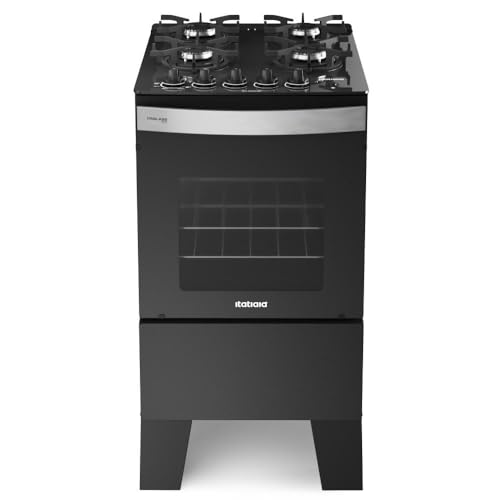 Fogão 4 Bocas a Gás Itatiaia Itaglass Plus Mesa de Vidro Acendimento Automático Preto Bivolt